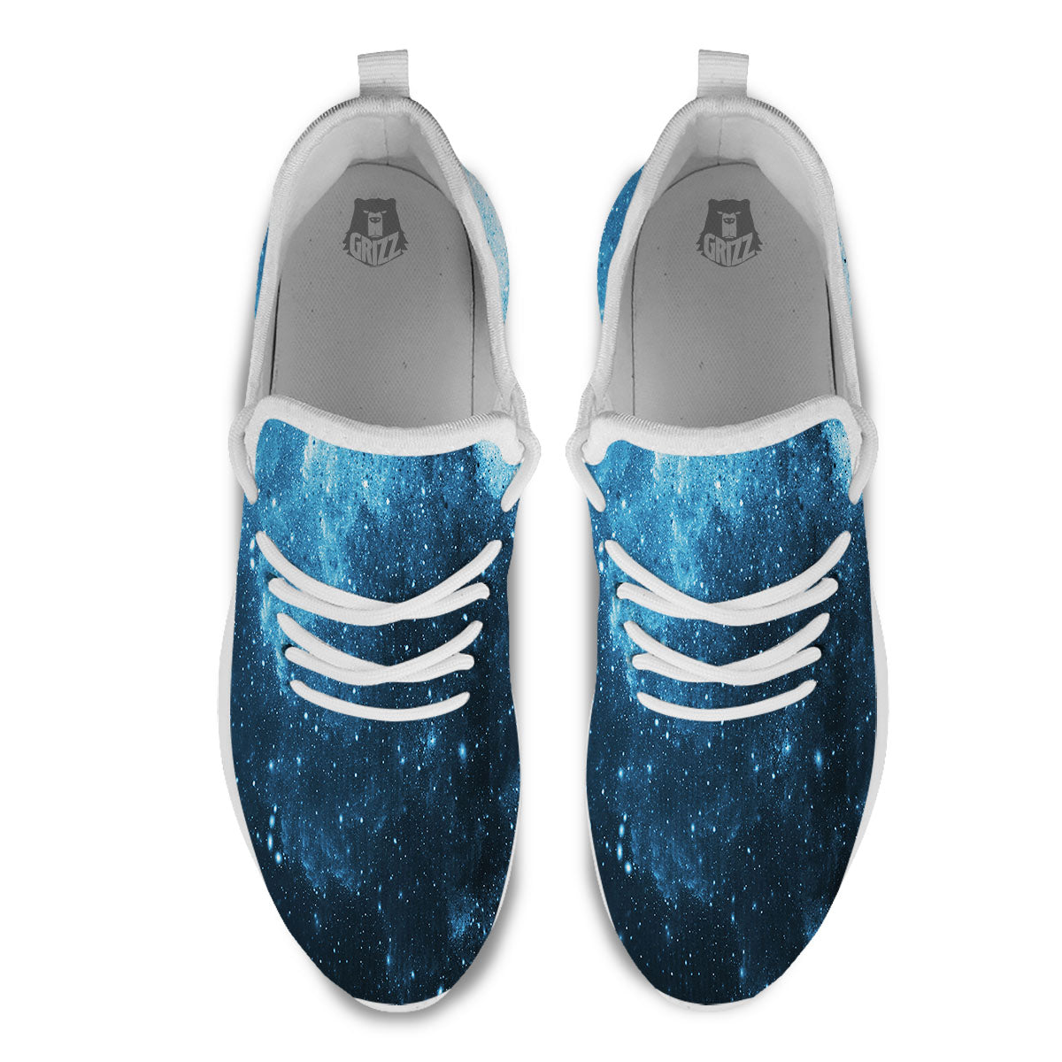 Galaxy Space White Cloud Print White Athletic Shoes-grizzshop