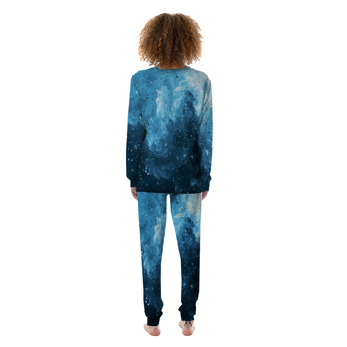 Galaxy Space White Cloud Print Women's Pajamas-grizzshop