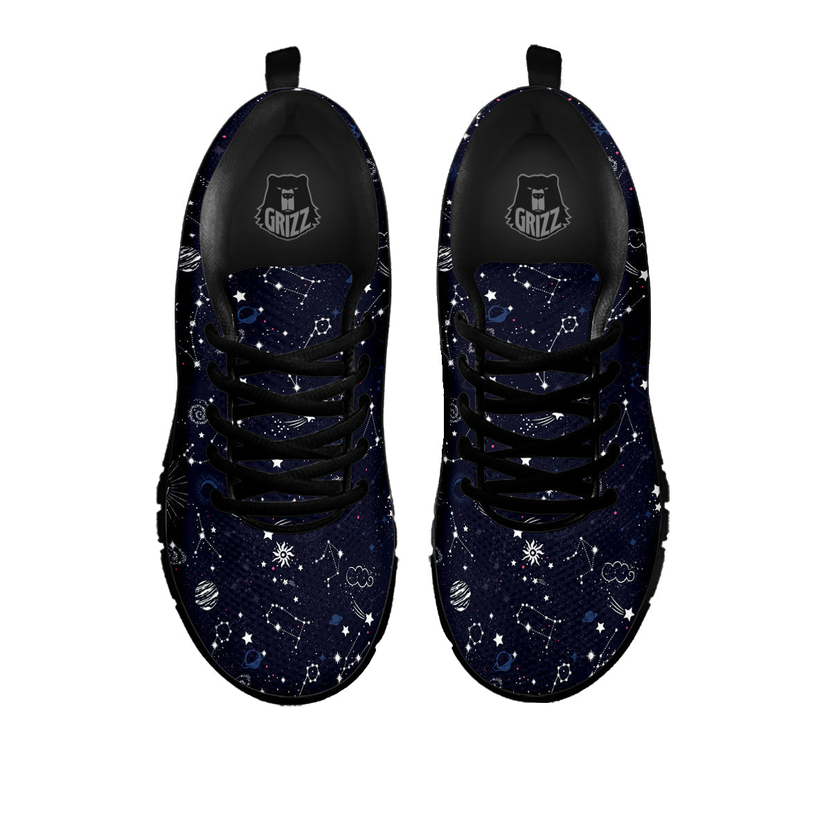 Galaxy Space Zodiac Star Signs Print Black Sneaker-grizzshop