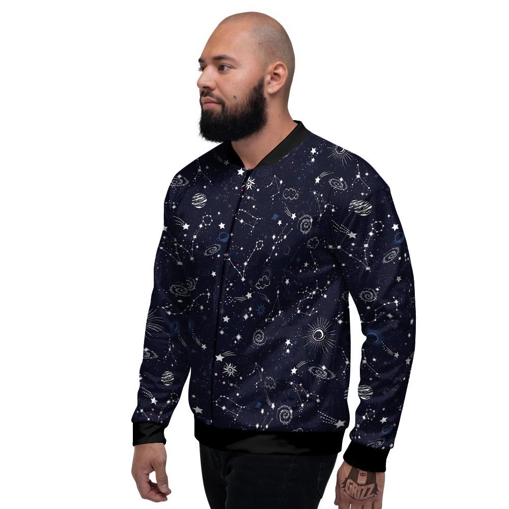 Galaxy Space Zodiac Star Signs Print Men's Bomber Jacket-grizzshop