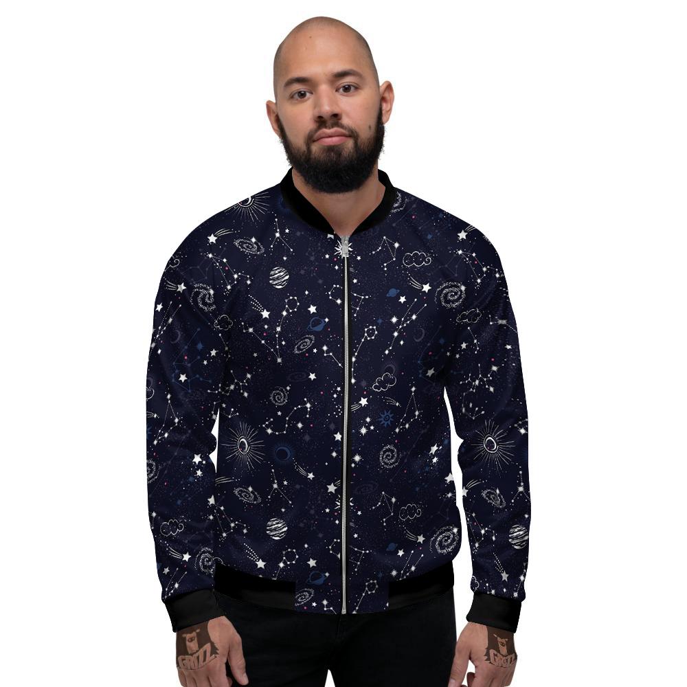 Galaxy Space Zodiac Star Signs Print Men's Bomber Jacket-grizzshop
