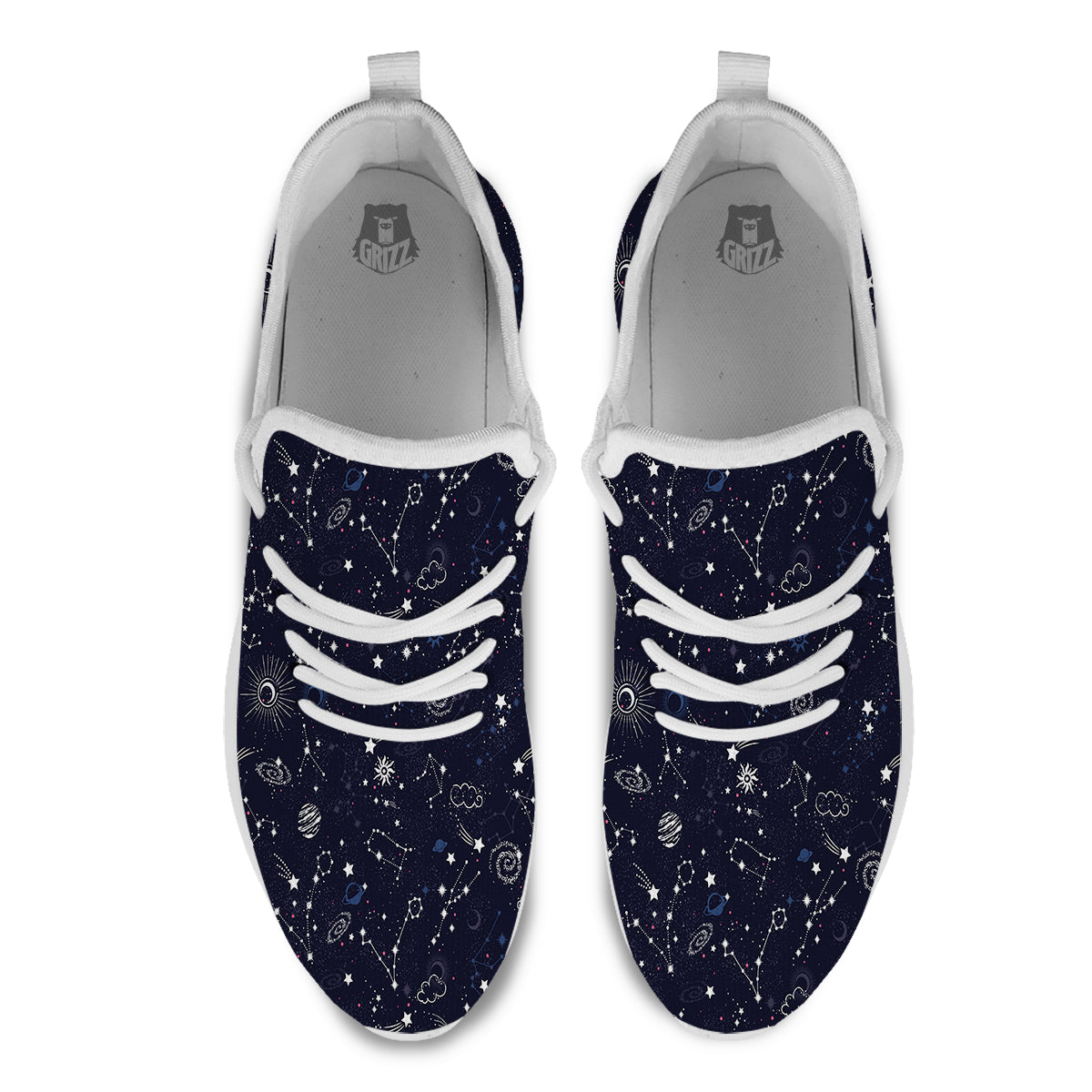 Galaxy Space Zodiac Star Signs Print White Athletic Shoes-grizzshop