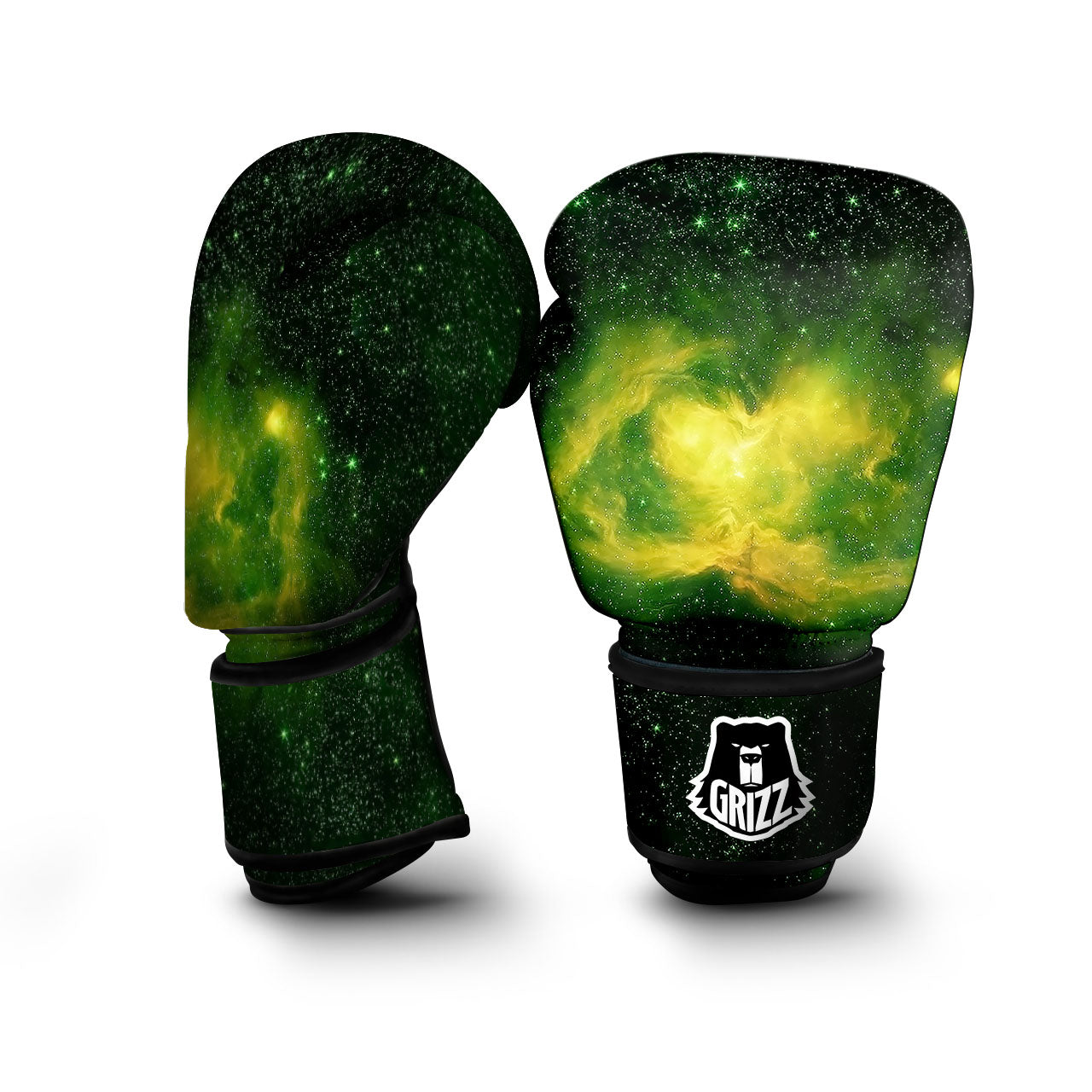 Galaxy Sparkle Green Print Boxing Gloves-grizzshop