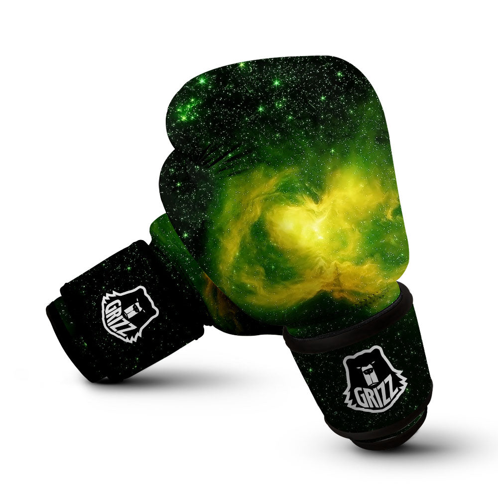 Galaxy Sparkle Green Print Boxing Gloves-grizzshop