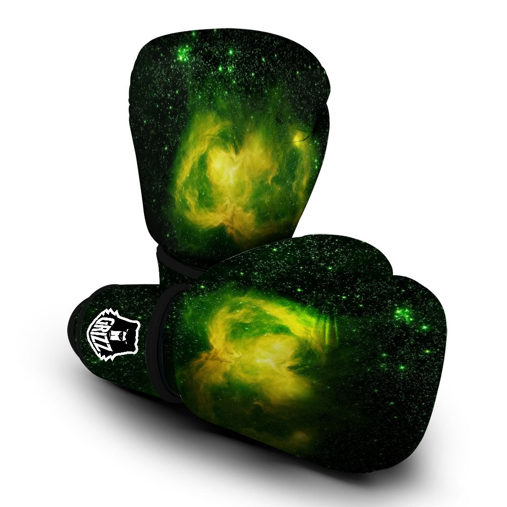Galaxy Sparkle Green Print Boxing Gloves-grizzshop