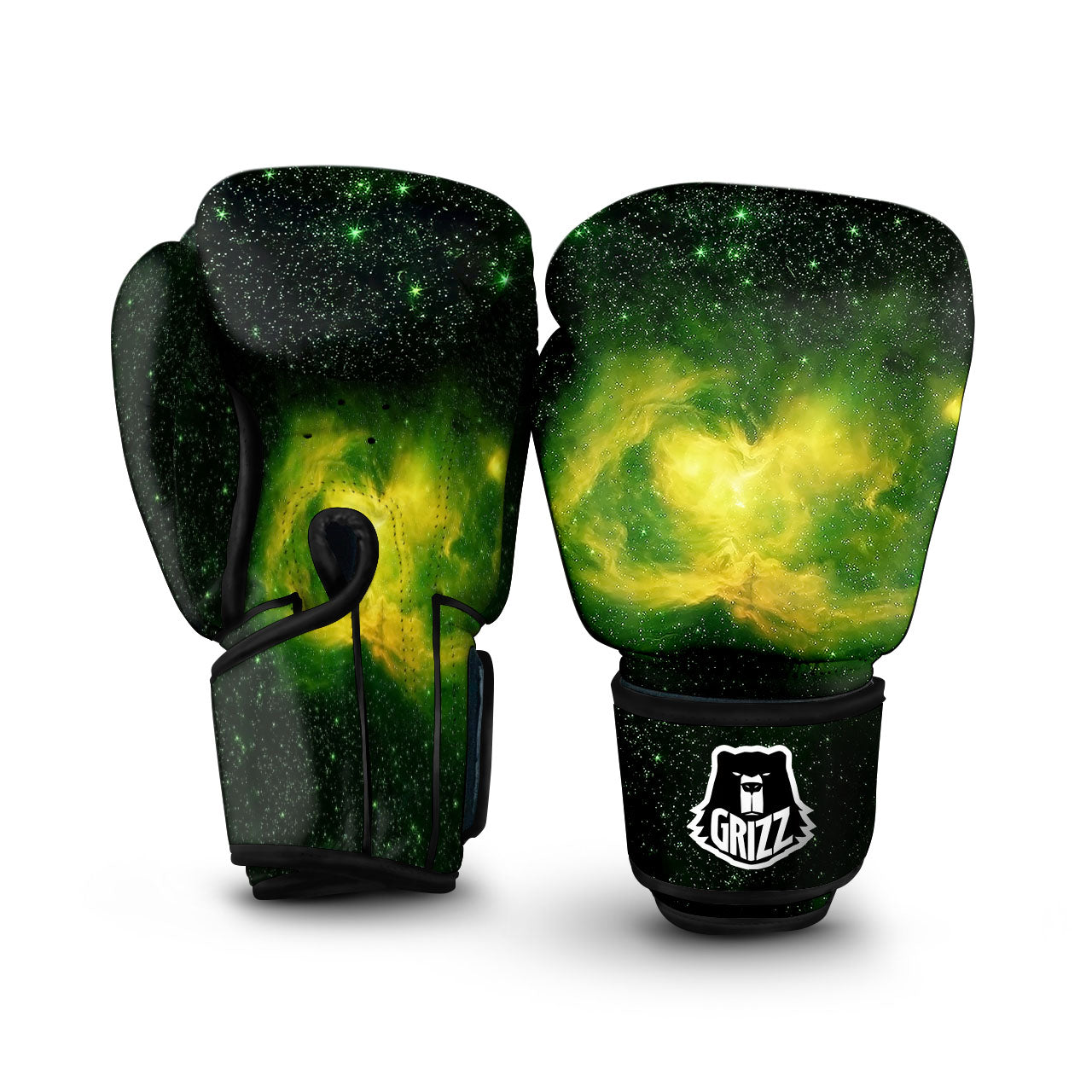 Galaxy Sparkle Green Print Boxing Gloves-grizzshop