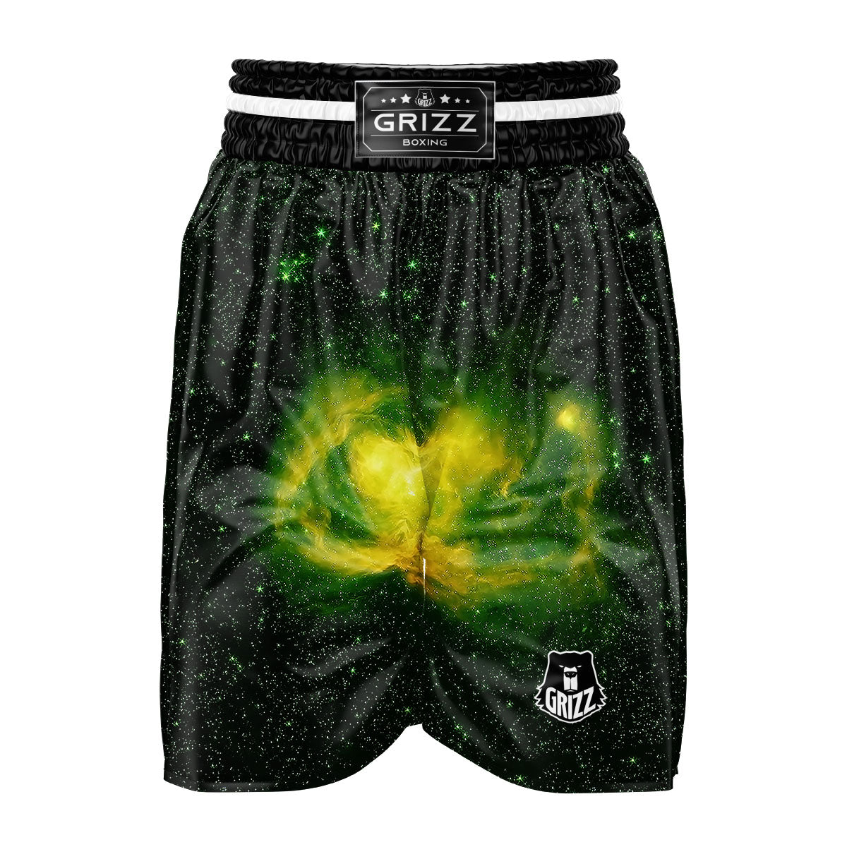 Galaxy Sparkle Green Print Boxing Shorts-grizzshop