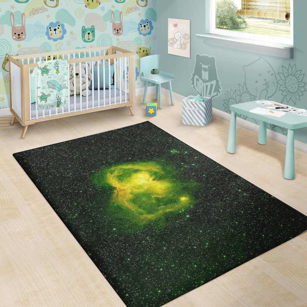 Galaxy Sparkle Green Print Floor Mat-grizzshop