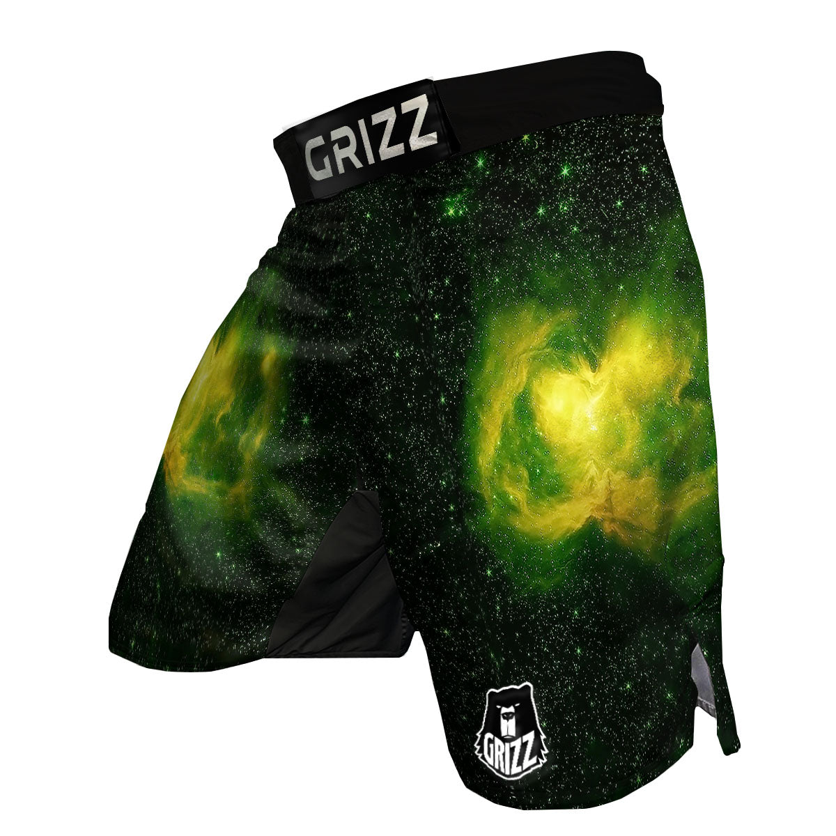 Galaxy Sparkle Green Print MMA Shorts-grizzshop