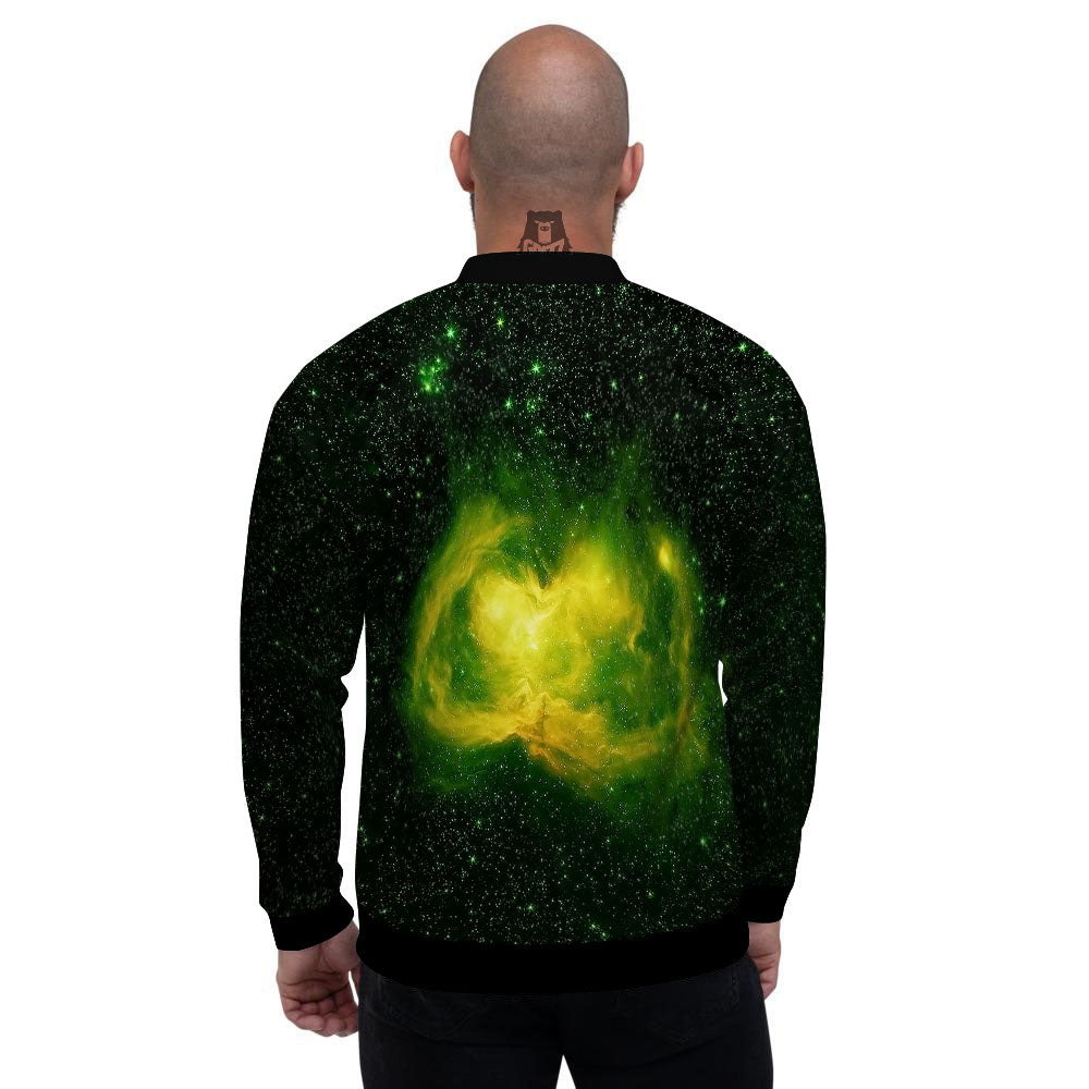 Galaxy Sparkle Green Print Men's Bomber Jacket-grizzshop