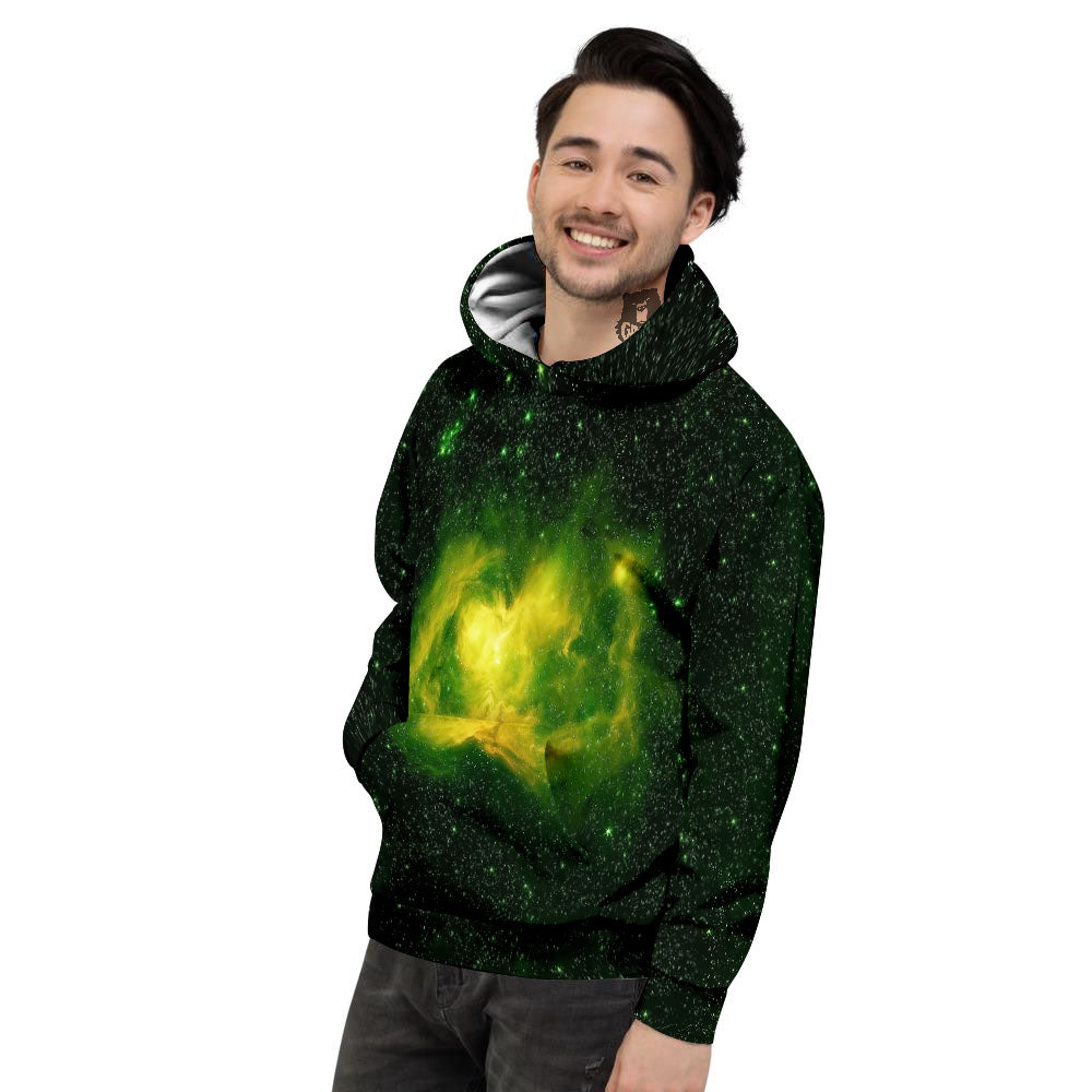 Galaxy Sparkle Green Print Men's Hoodie-grizzshop