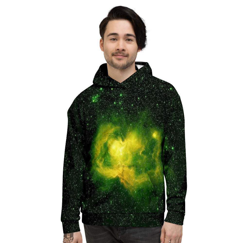 Galaxy Sparkle Green Print Men's Hoodie-grizzshop