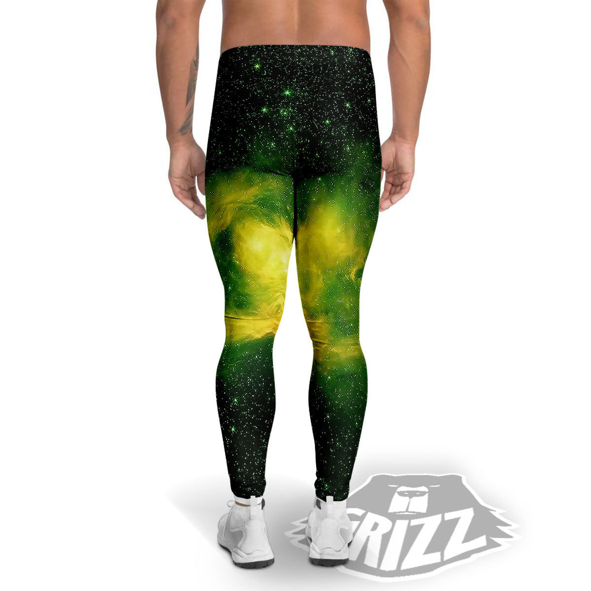 Galaxy Sparkle Green Print Men's Leggings-grizzshop
