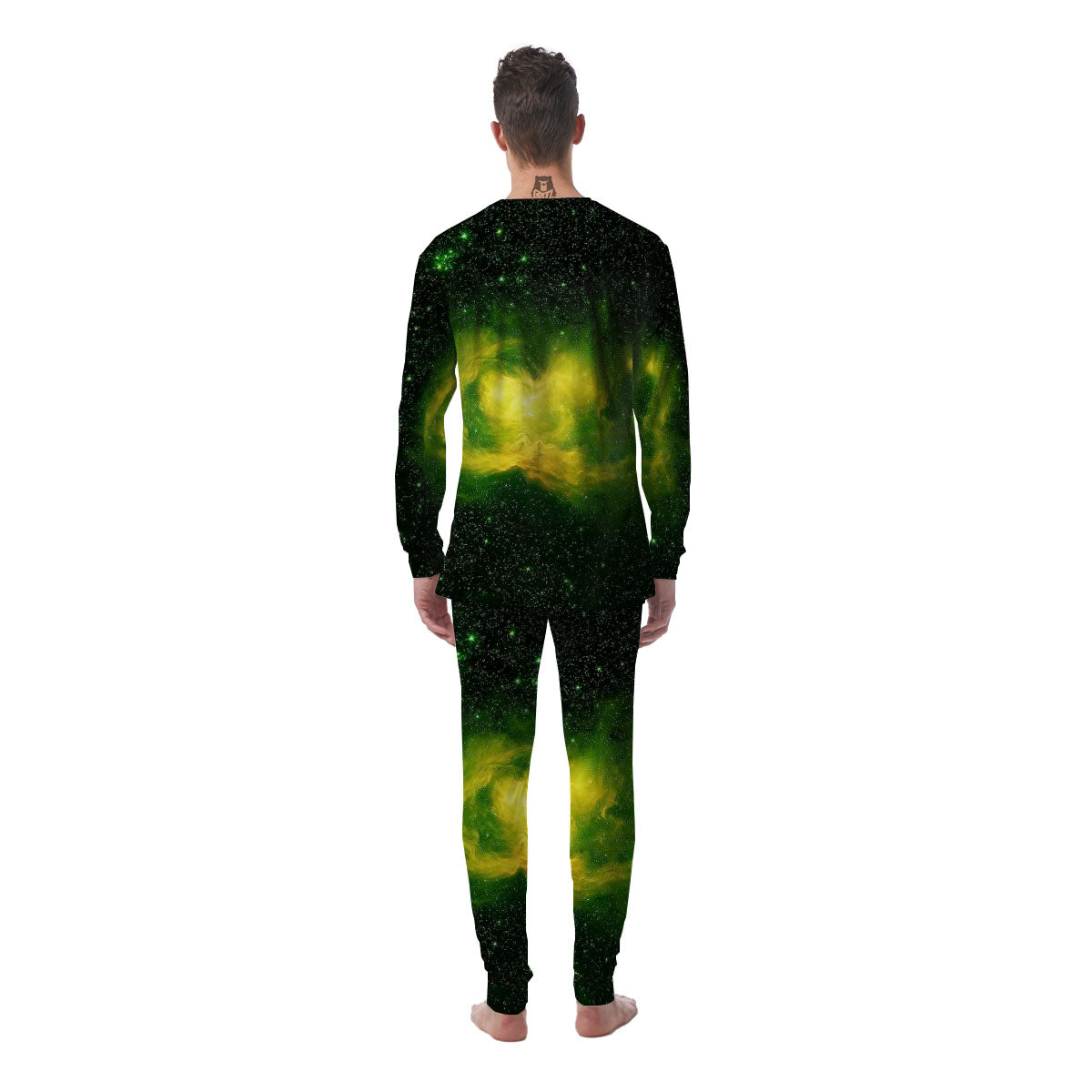Galaxy Sparkle Green Print Men's Pajamas-grizzshop