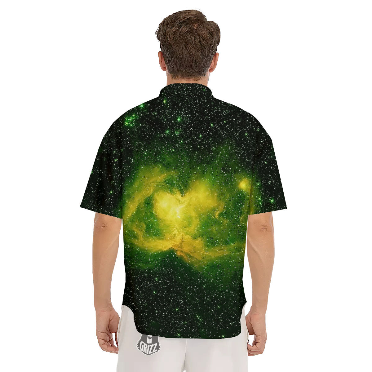 Galaxy Sparkle Green Print Men's Short Sleeve Shirts-grizzshop