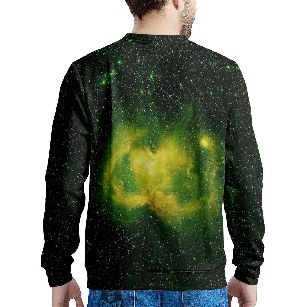 Galaxy Sparkle Green Print Men's Sweatshirt-grizzshop