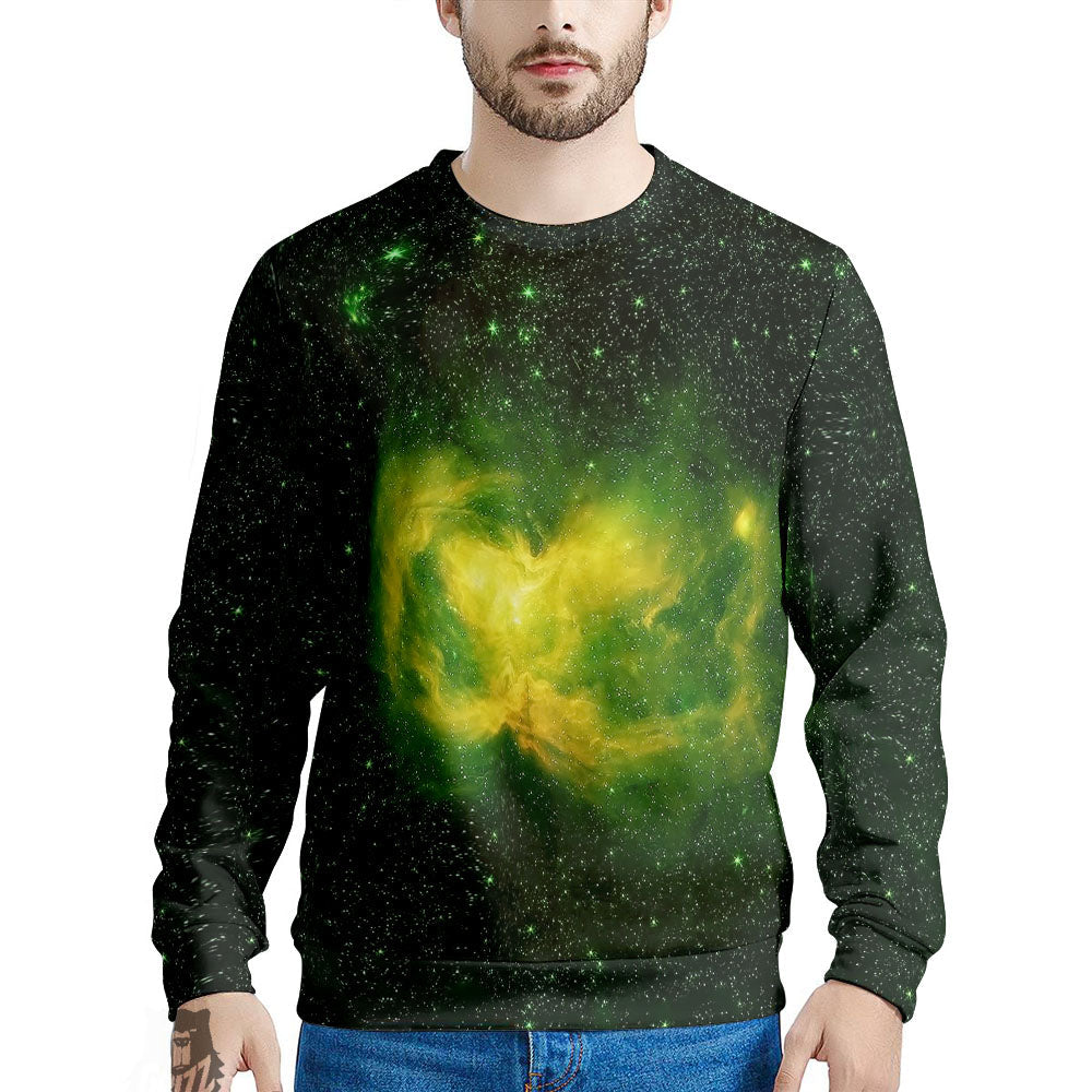 Galaxy Sparkle Green Print Men's Sweatshirt-grizzshop