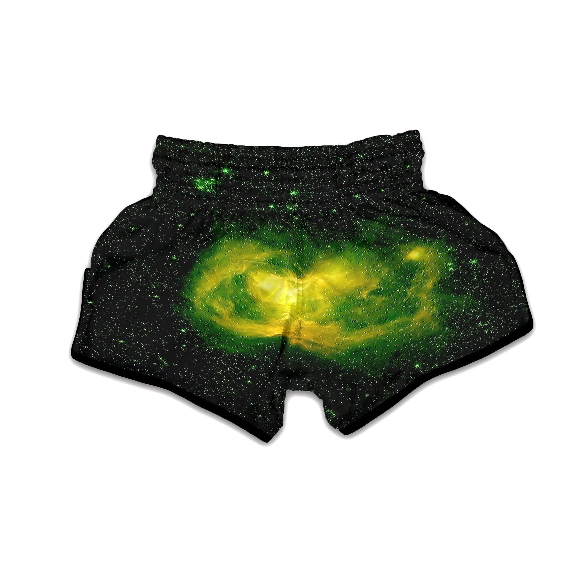 Galaxy Sparkle Green Print Muay Thai Boxing Shorts-grizzshop