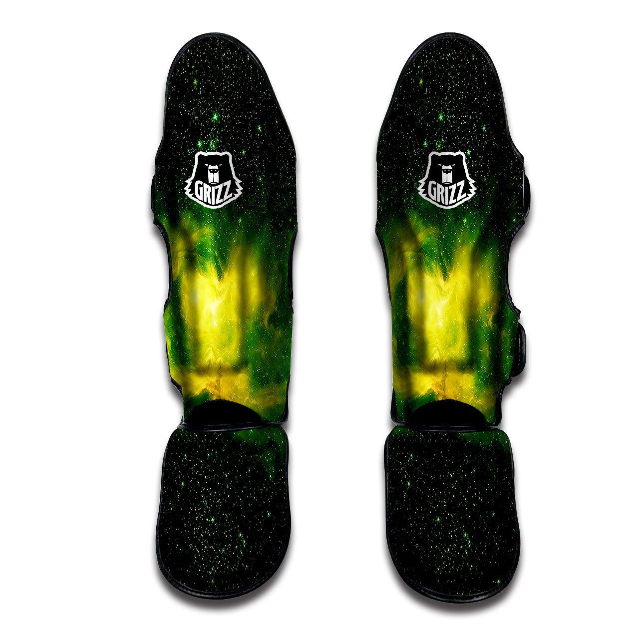 Galaxy Sparkle Green Print Muay Thai Shin Guards-grizzshop
