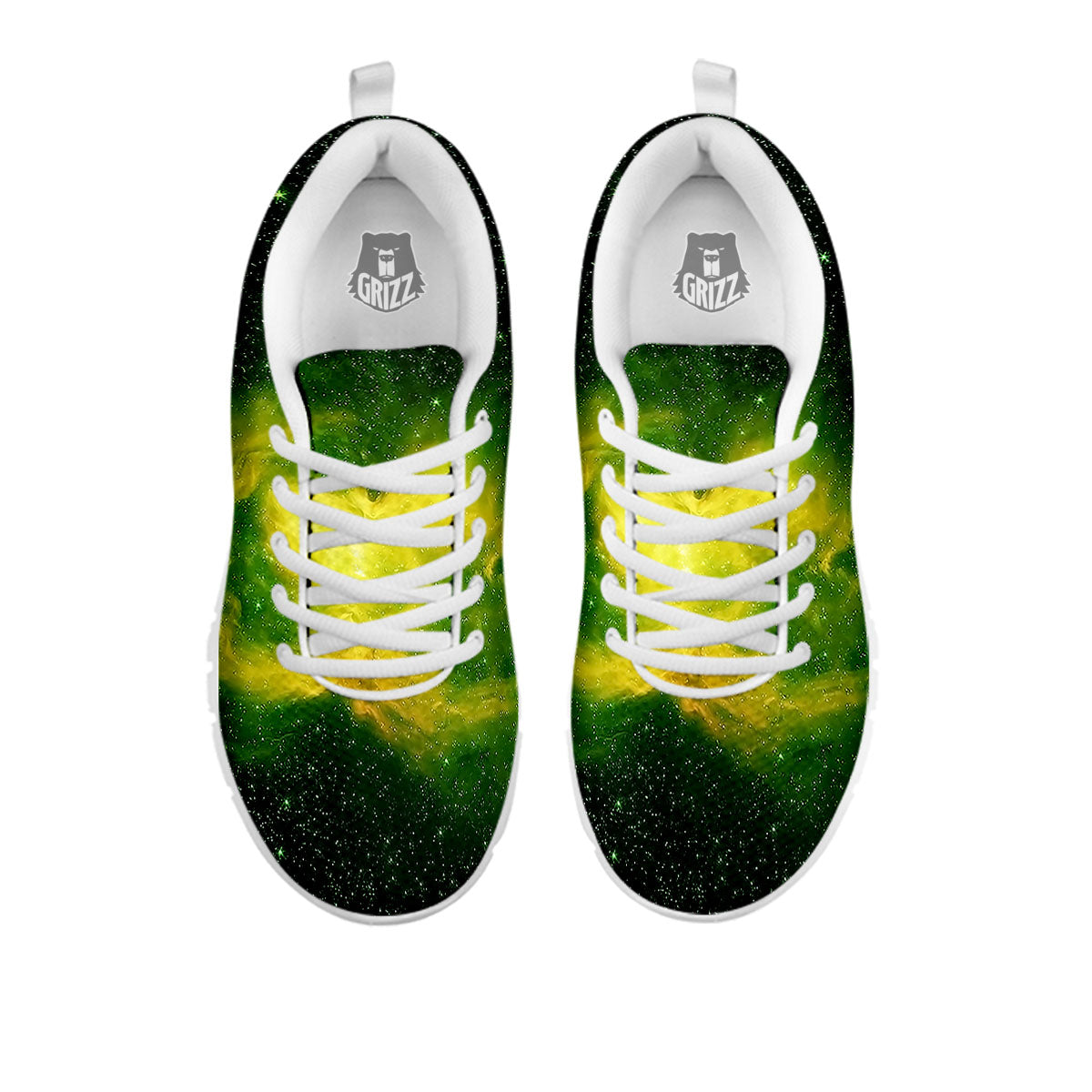 Galaxy Sparkle Green Print White Sneaker-grizzshop