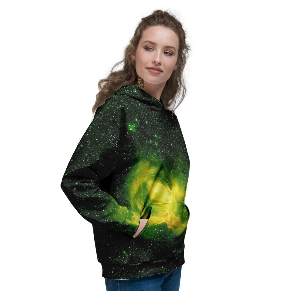 Galaxy Sparkle Green Print Women's Hoodie-grizzshop