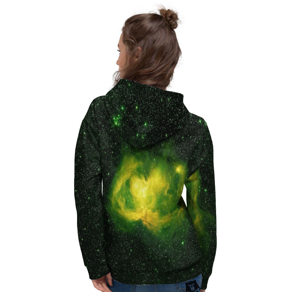 Galaxy Sparkle Green Print Women's Hoodie-grizzshop