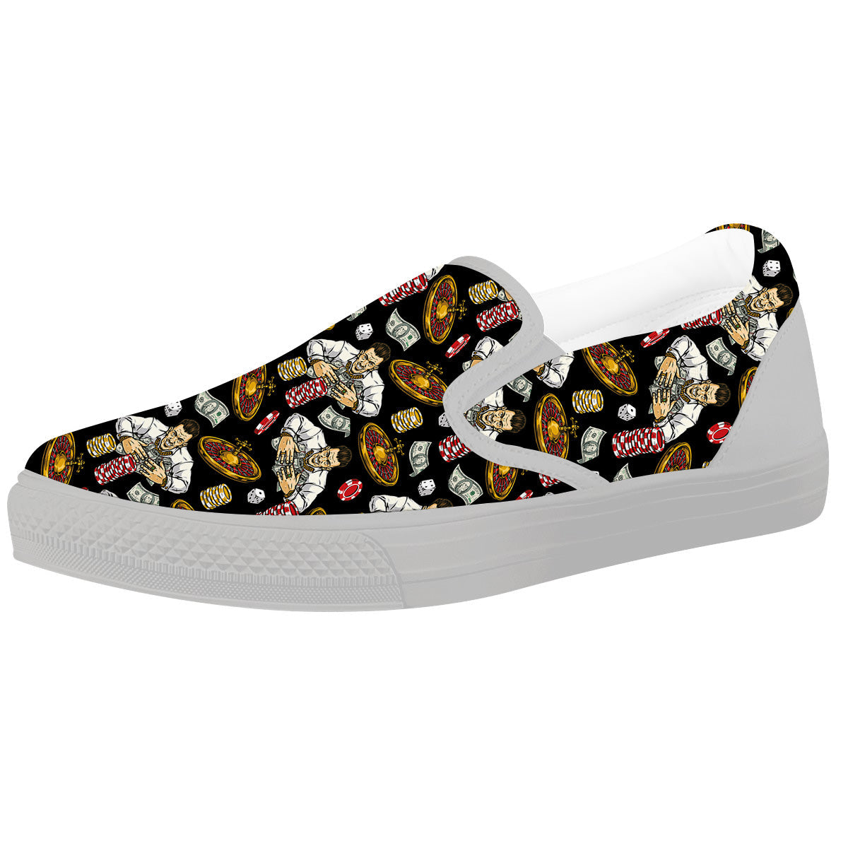 Gambling And Money Vintage Print Pattern White Slip On Shoes-grizzshop