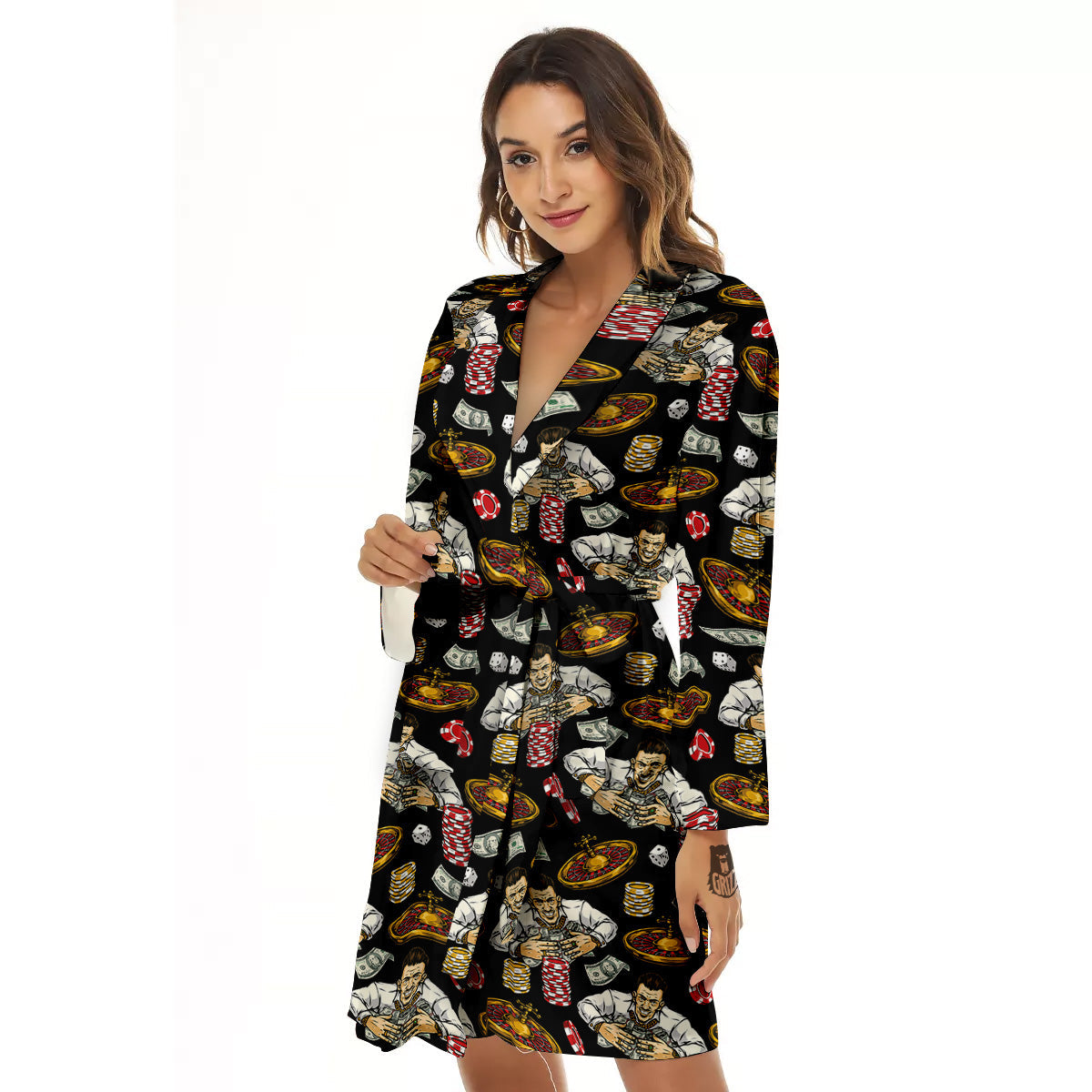 Gambling And Money Vintage Print Pattern Women's Robe-grizzshop