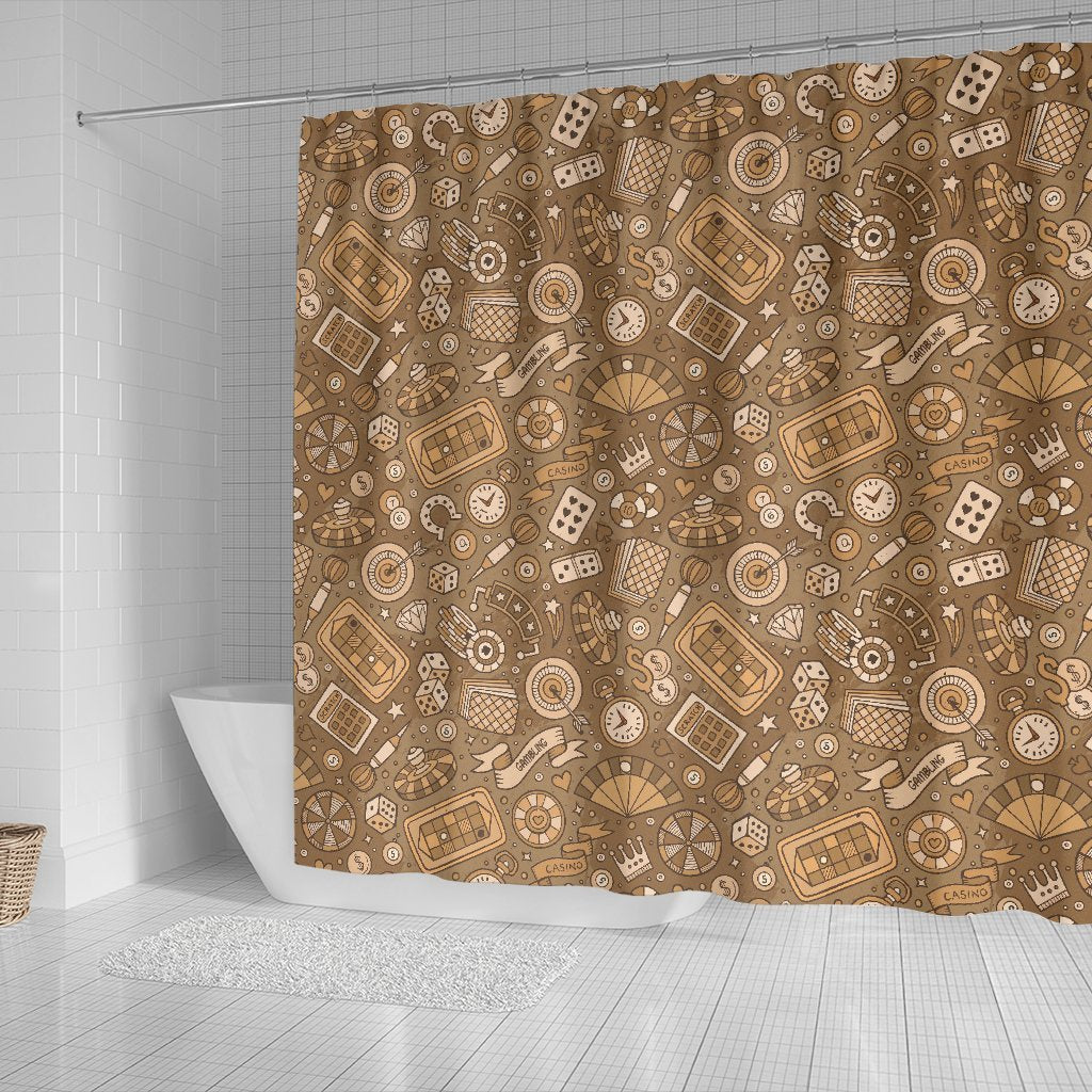 Gambling Poker Pattern Print Bathroom Shower Curtain-grizzshop