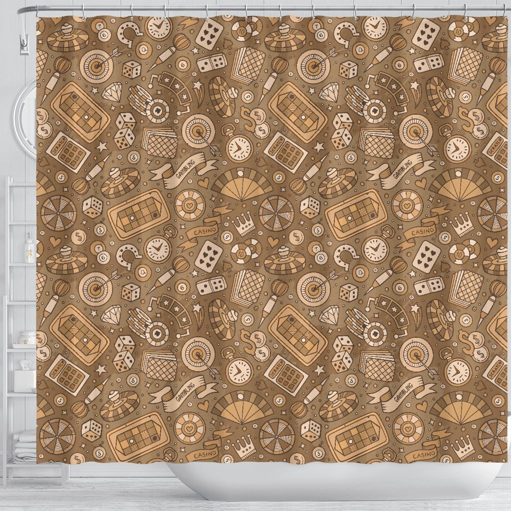 Gambling Poker Pattern Print Bathroom Shower Curtain-grizzshop