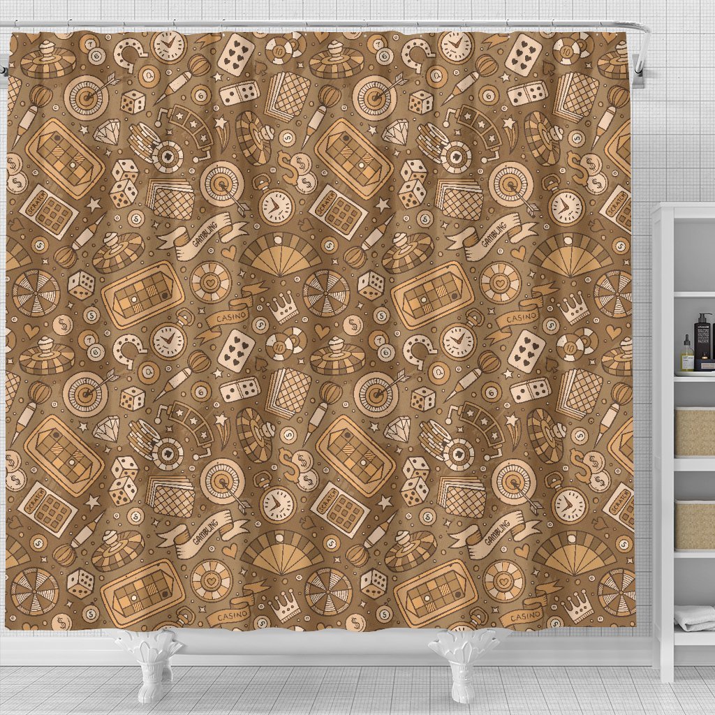 Gambling Poker Pattern Print Bathroom Shower Curtain-grizzshop