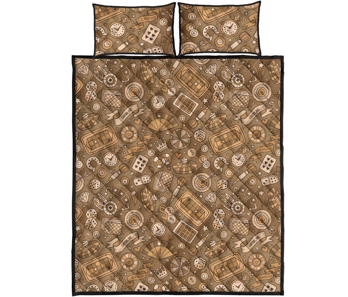 Gambling Poker Pattern Print Bed Set Quilt-grizzshop