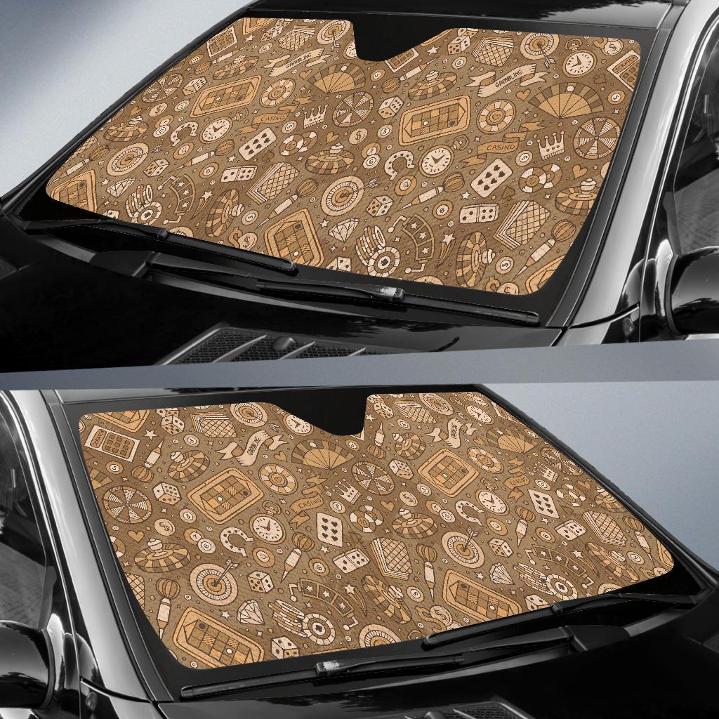 Gambling Poker Pattern Print Car Sun Shade-grizzshop