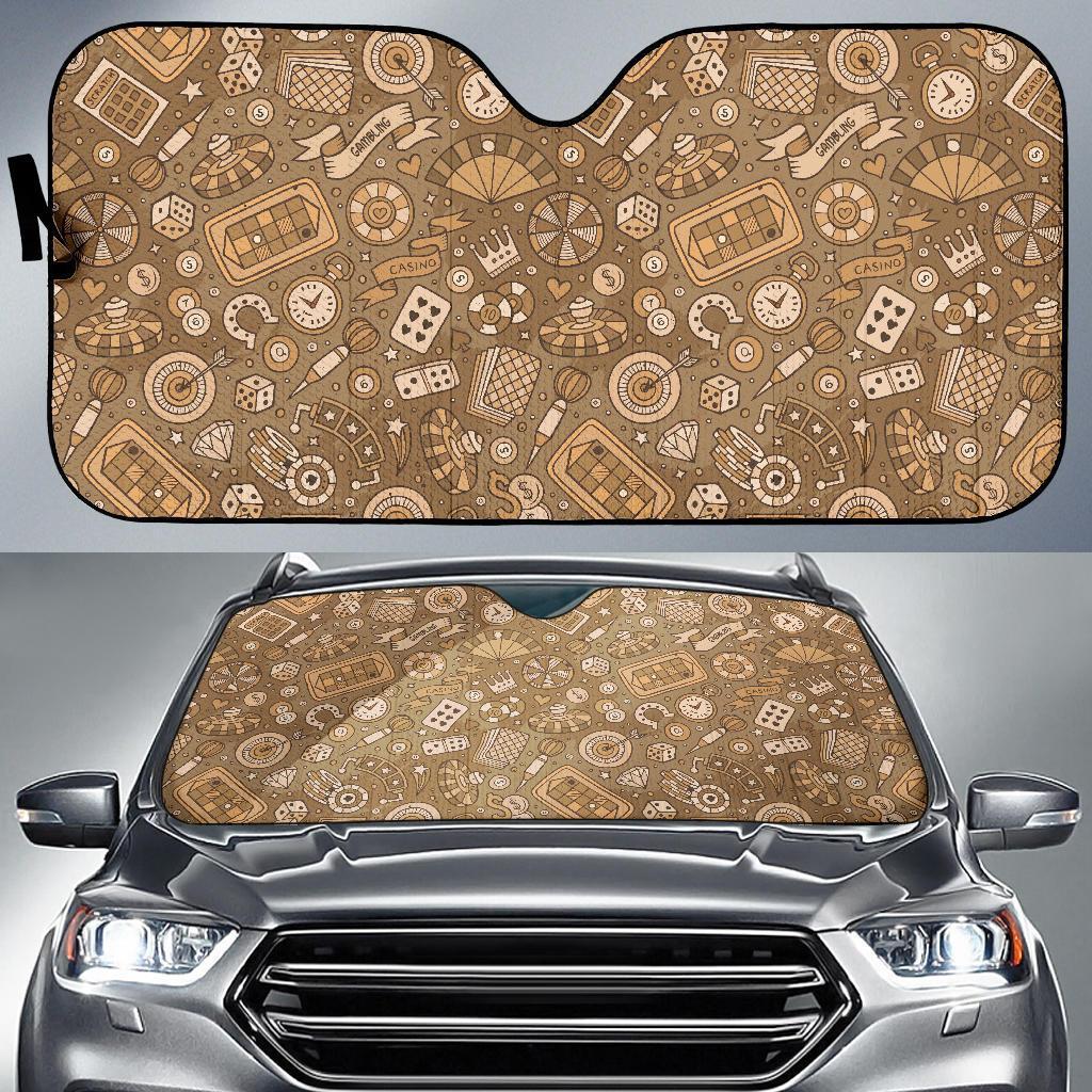 Gambling Poker Pattern Print Car Sun Shade-grizzshop