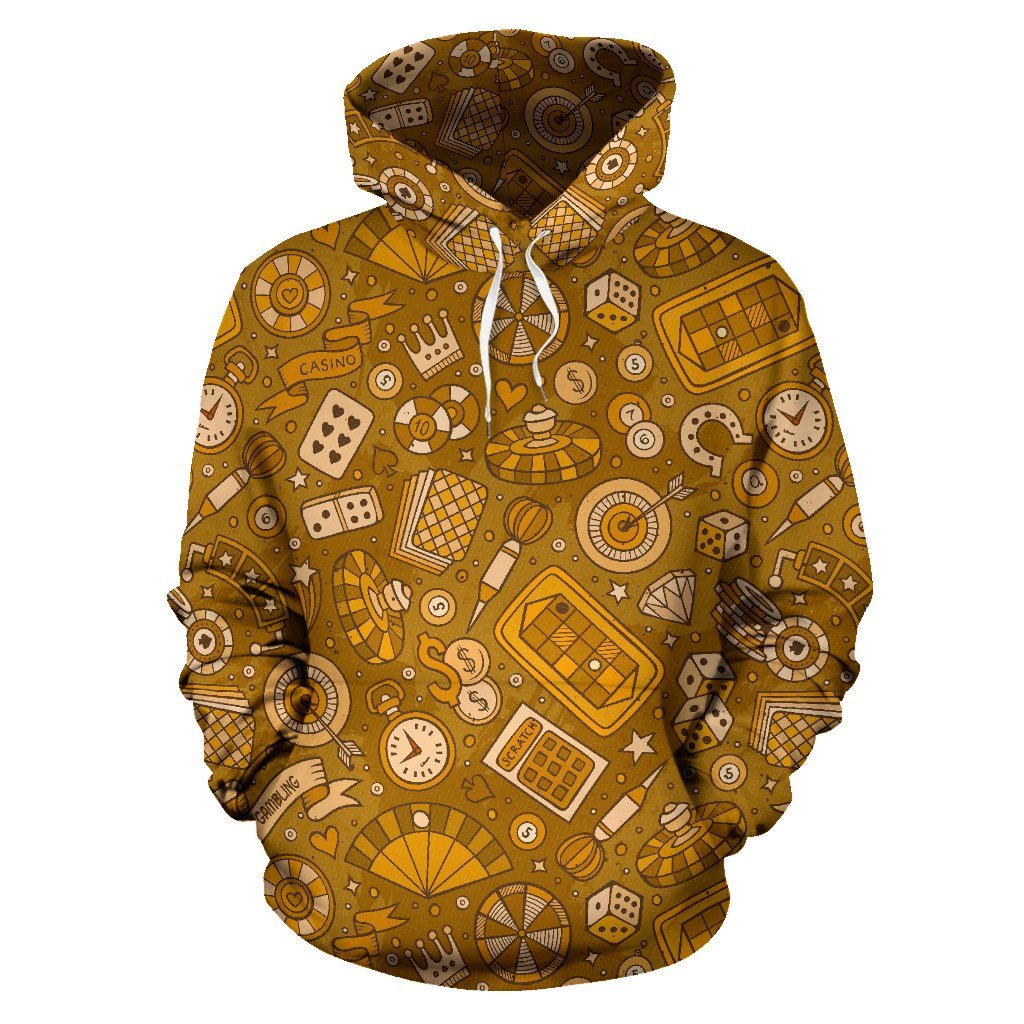 Gambling Poker Pattern Print Men Women Pullover Hoodie-grizzshop