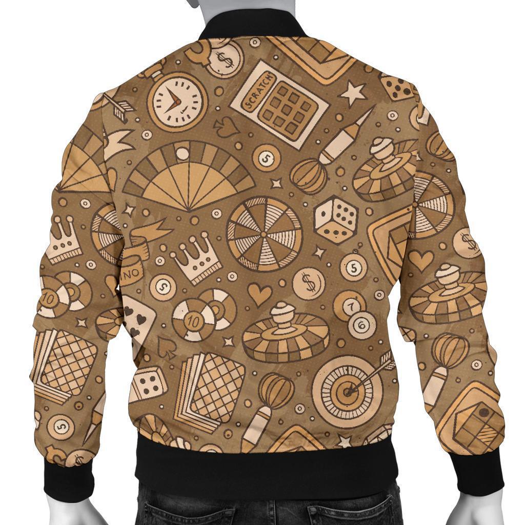 Gambling Poker Pattern Print Men's Bomber Jacket-grizzshop