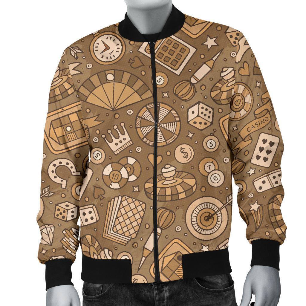 Gambling Poker Pattern Print Men's Bomber Jacket-grizzshop