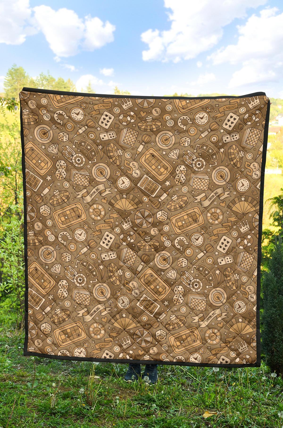 Gambling Poker Pattern Print Quilt-grizzshop