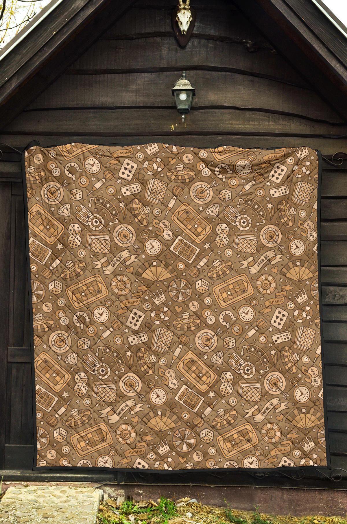 Gambling Poker Pattern Print Quilt-grizzshop