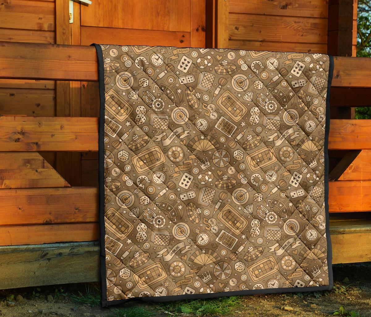 Gambling Poker Pattern Print Quilt-grizzshop