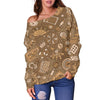 Gambling Poker Pattern Print Women Off Shoulder Sweatshirt-grizzshop