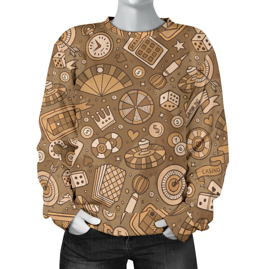 Gambling Poker Pattern Print Women's Sweatshirt-grizzshop