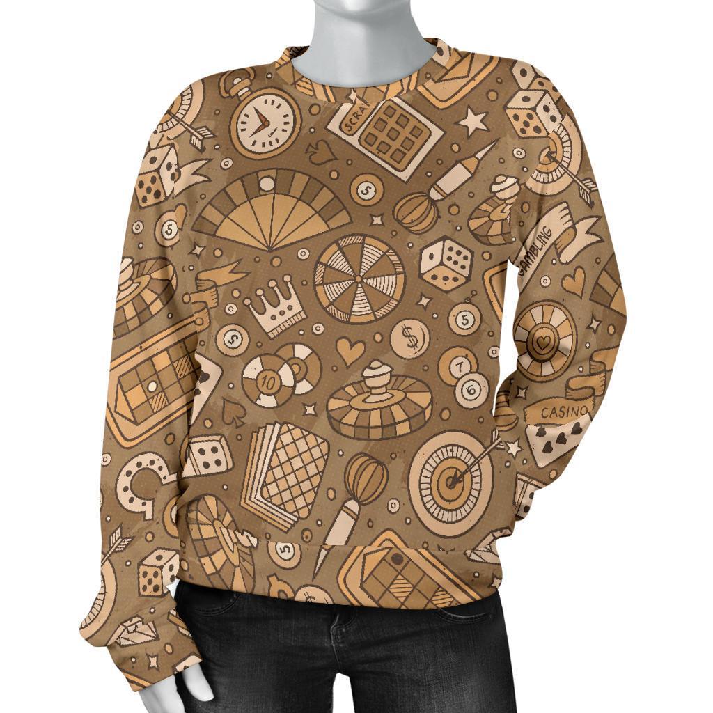 Gambling Poker Pattern Print Women's Sweatshirt-grizzshop