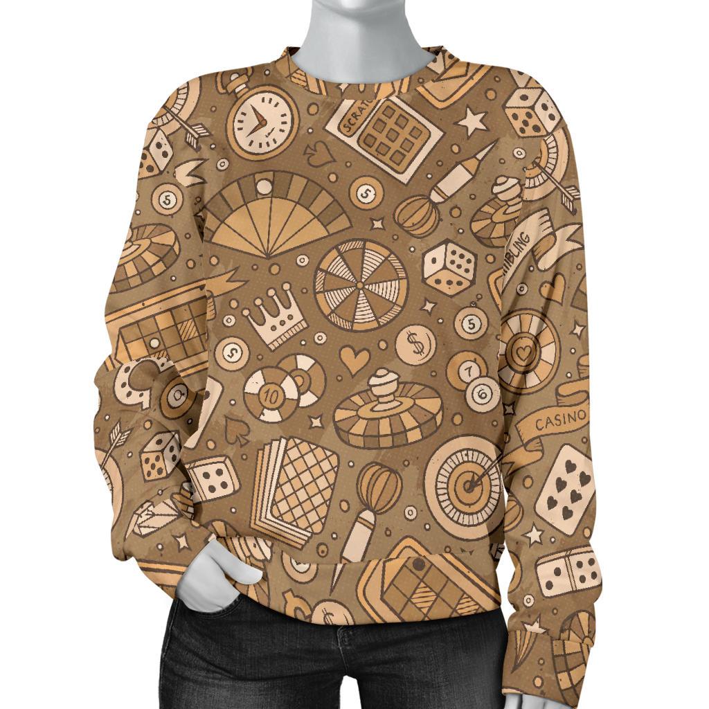 Gambling Poker Pattern Print Women's Sweatshirt-grizzshop