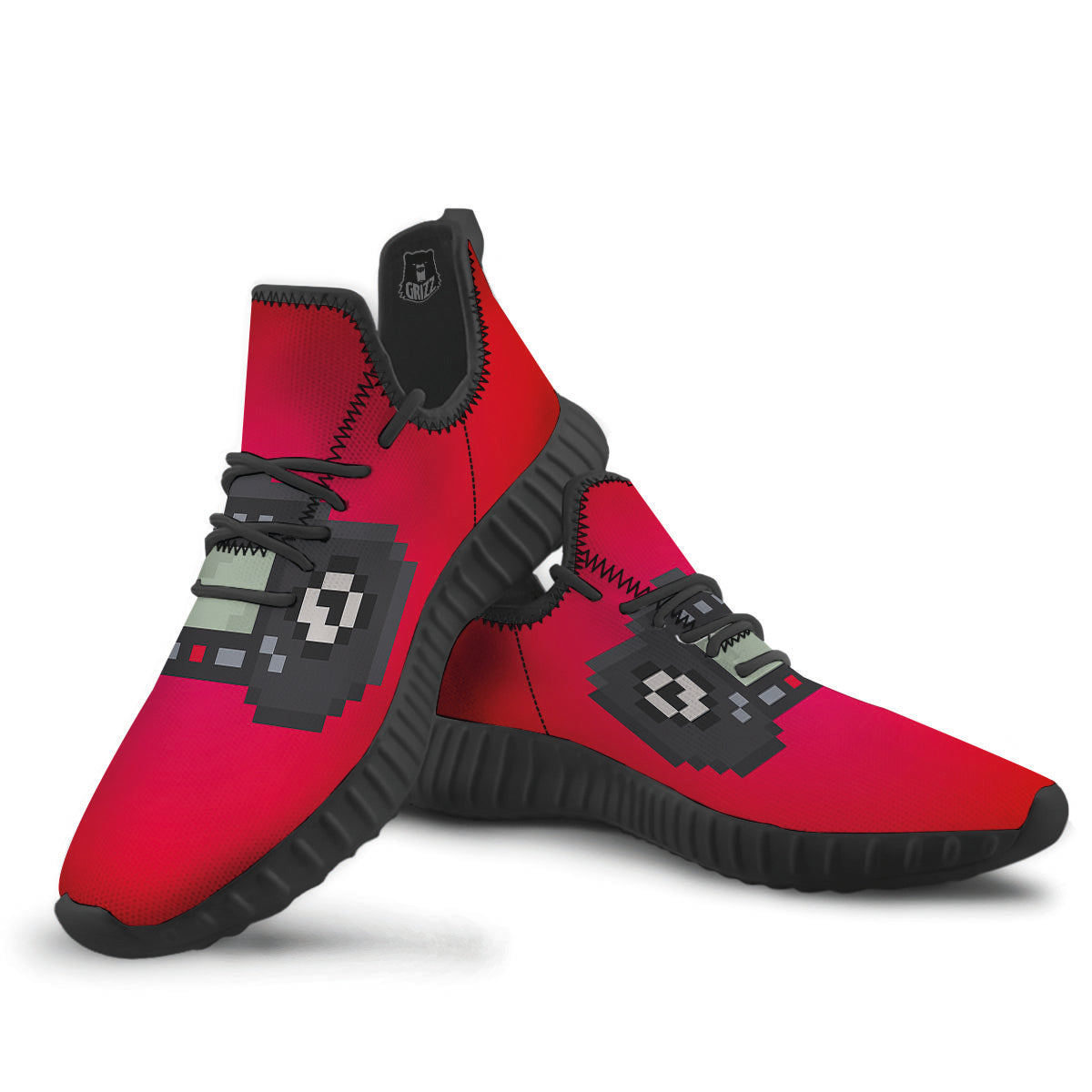 Game Items 8-Bit Pixel Print Black Walking Shoes-grizzshop
