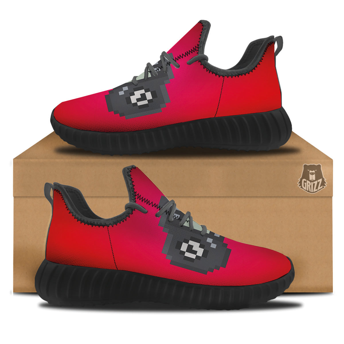 Game Items 8-Bit Pixel Print Black Walking Shoes-grizzshop