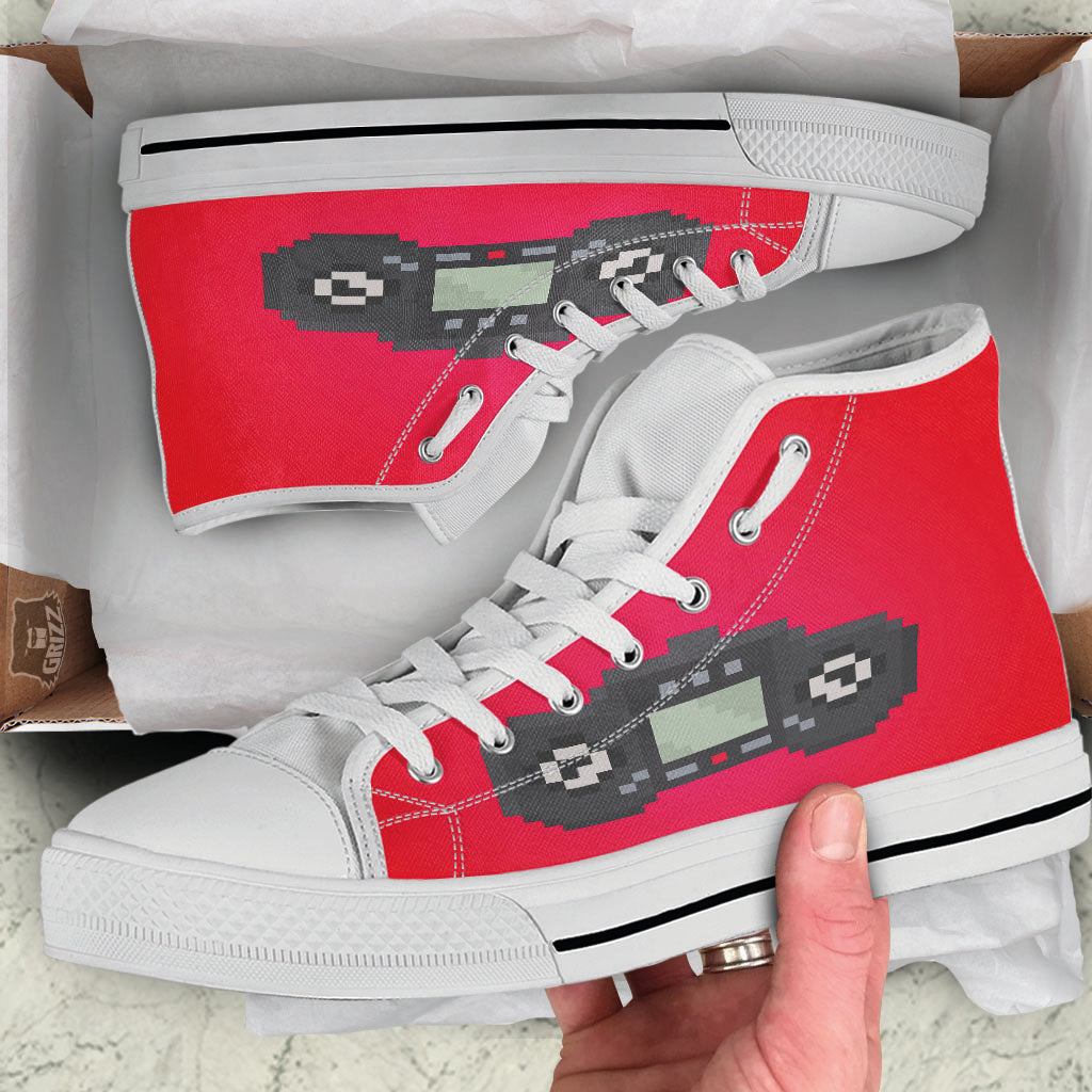 Game Items 8-Bit Pixel Print White High Top Shoes-grizzshop