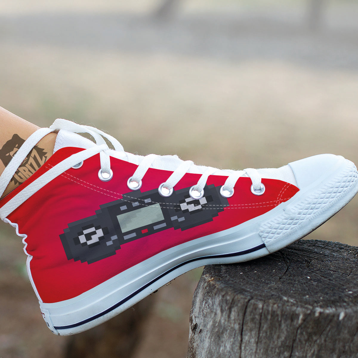 Game Items 8-Bit Pixel Print White High Top Shoes-grizzshop