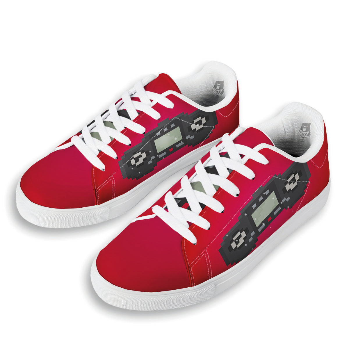 Game Items 8-Bit Pixel Print White Low Top Sneakers-grizzshop