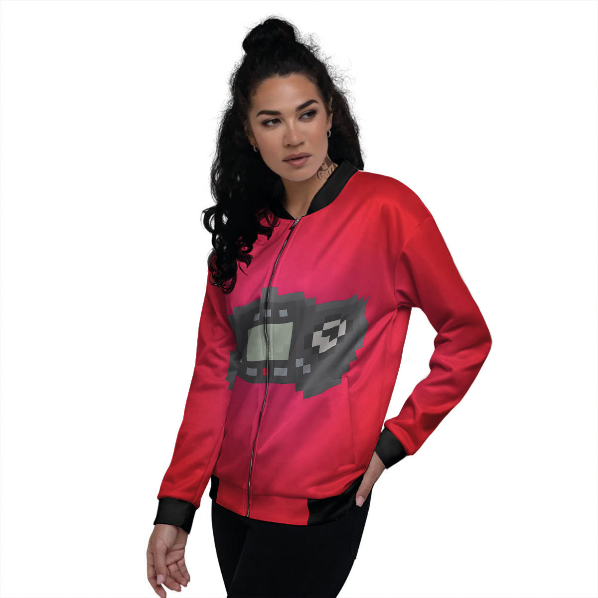 Game Items 8-Bit Pixel Print Women's Bomber Jacket-grizzshop
